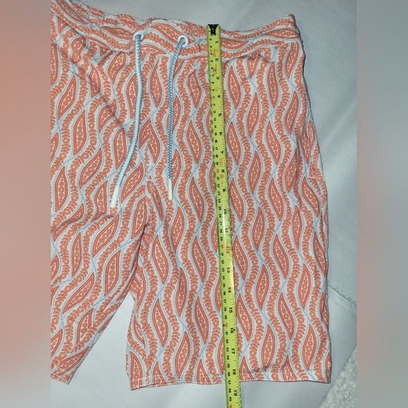 Johnnie O Paisley Swim Shorts Size Small Mesh Lined Orange Blue White - Picture 6 of 8